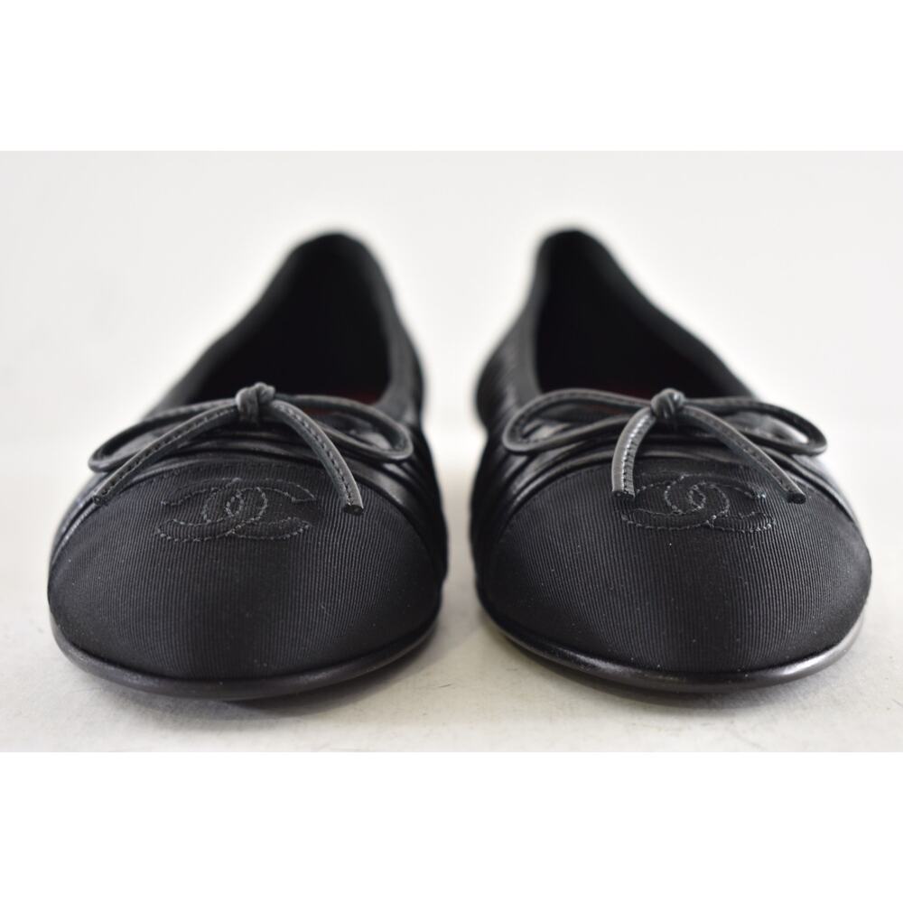 Chanel 26A Black Pleated Lambskin Leather CC Logo Bow Ballet Ballerina Flat 41.5 - Picture 11 of 16